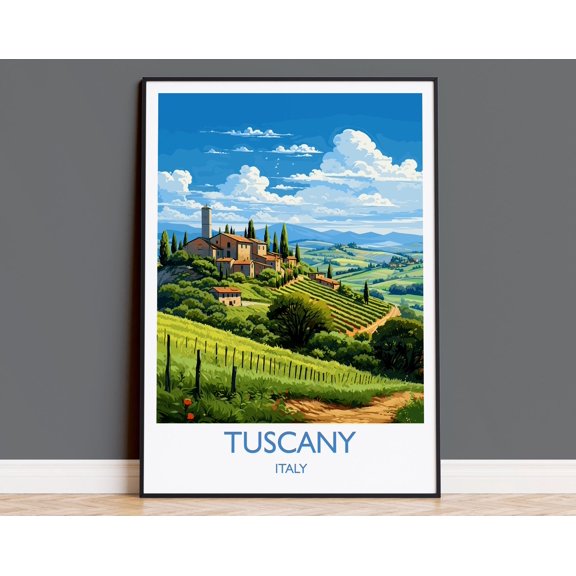 Tuscany Travel Print Wall Art, Travel Poster of Tuscany, Tuscany Art Lovers Gift, Italy Art Gift, 16x24 UNFRAMED