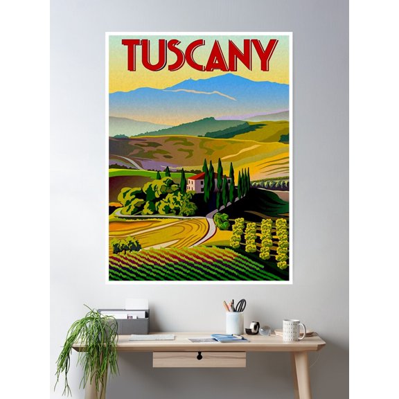 Tuscany: Vintage Travel Advertising Print Poster Wall Art, Modern Wall Decor For Living Room Bedroom, 12x18 UNFRAMED