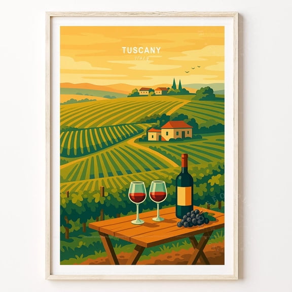 Tuscany Wall Art Print, Tuscany Italy Travel Print, Italy Travel Poster, Minimalist Travel Poster, House Warming Gifts Wall Art, Modern Wall Decor, 12x18 UNFRAMED