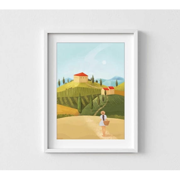 Tuscany Watercolor Print, Landscape Art - Walmart.com