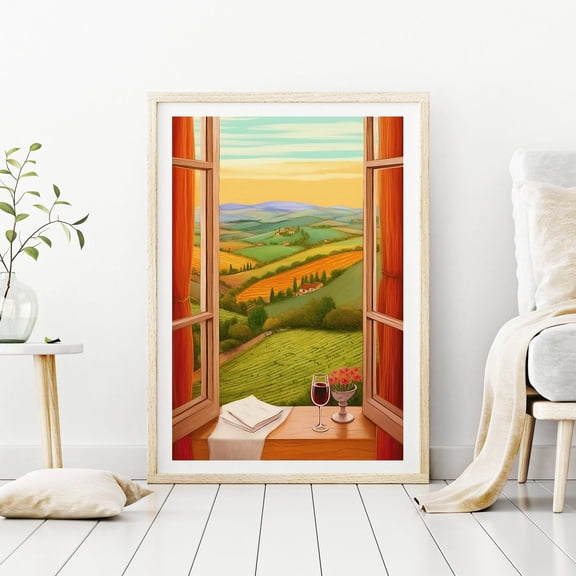 Tuscany Window View Italy Travel Home Wall Decoration, Stretched Canvas 16x20in