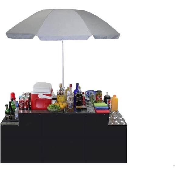 TuscanyPro Folding Table with 2 Side Trays, Black