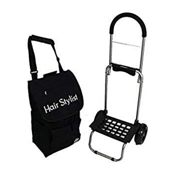 TuscanyPro Hairstylist Cart with Wheels - Unique Folding Trolley Dolly & A Hairstylist Bag - US Patented - 10 Years Warranty - Personalize with Name/Logo