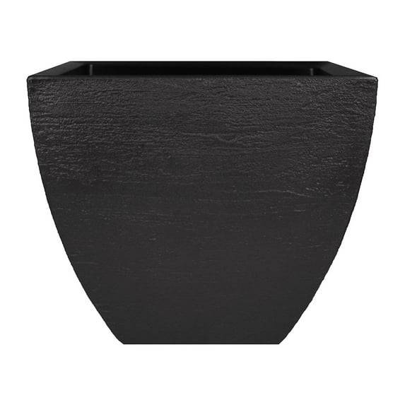 Tusco Products Modern 20 Inch Molded Plastic Square Planter, Black