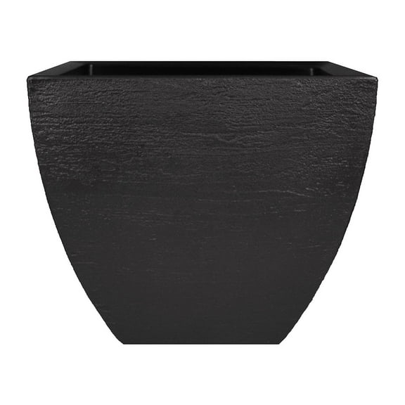Tusco Products Modern 20 Inch Molded Plastic Square Planter, Black