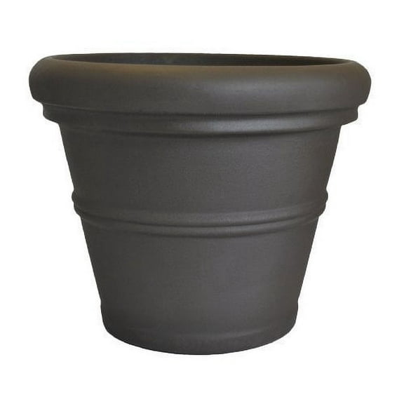 Tusco Products Plastic Rolled Rim Garden Pot, Espresso, 13.5"