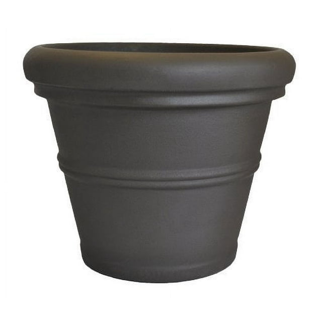 Tusco Products Plastic Rolled Rim Garden Pot, Espresso, 13.5"