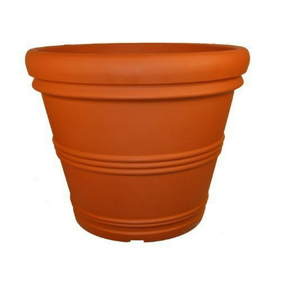 Tusco Products (#RR155) Rolled Rim Round Planter, Terra Cotta - 15.5” D x 13"