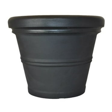 Tusco Products Rolled Rim Garden Pot,  Black, 13.5"