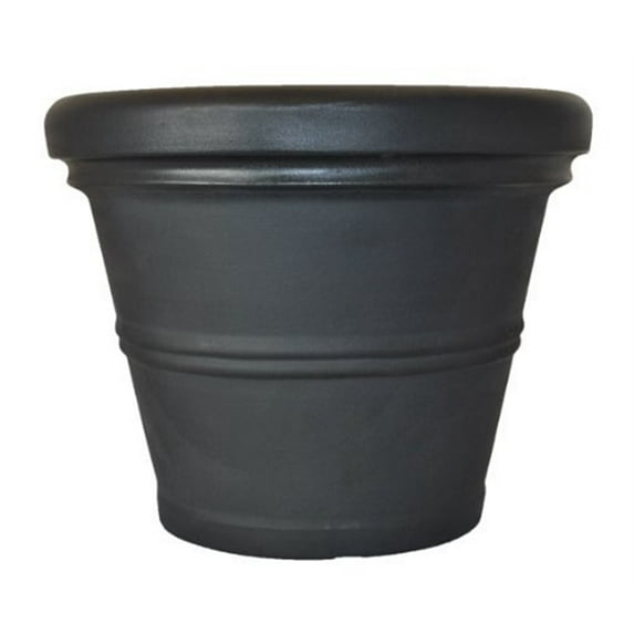 Tusco Products Rolled Rim Garden Pot, Black, 13.5"