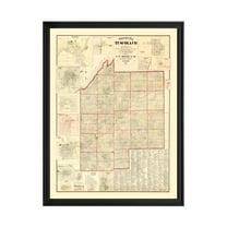 Tuscola County Michigan Art, 1875 Vintage Map of Tuscola County MI History Wall Decor Gift, Old Tuscola County MI Map - 18" x 24" Black Framed Print