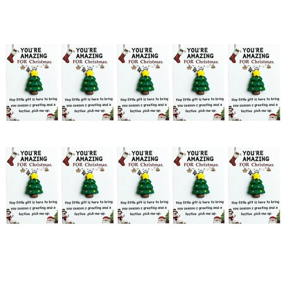 Tuscom 10PCS Little Pocket Christmas Cards with Organza Bags, Santa Themed Holiday Greeting Cards, Festive Stocking Stuffers and Small for Christmas Party Favors