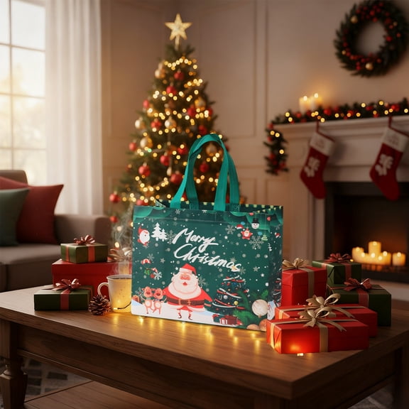 Tuscom Christmas Gift Bags Non-Woven with Handles Large Reusable 10 Pack 12.6 x 9.8 x 6.7 in