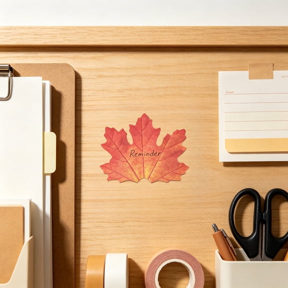 Tuscom 10Set Maple Leaf Shaped Sticky Notes, 25 Sheets Orange Adhesive Memo Pad, Fall Themed Self-Stick Note Set, Cute Colorful Leaf Paper Stickers for Office Journal Reminders