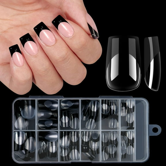 Tuscom 120PCS Clear False Nails Tips, Thin & Natural 1mm Thickness, R Angle Design, No Glue Overflow, Gift for Christmas/Birthday