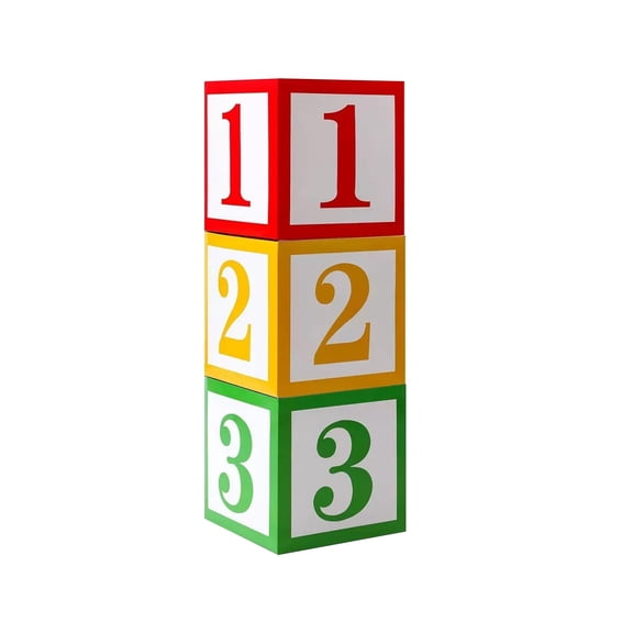 Tuscom 123 Party Decorations Square Box, Back to Graduation Table Centerpiece, ABC Alphabet Number Cardboard Cube Decor for Kindergarten Birthday Celebration