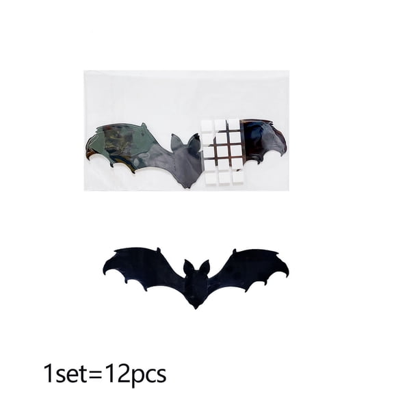 Tuscom 12PCS 3D Halloween Bat Wall Decor, Black & Red Glitter Bat Stickers with Adhesive Dots, Removable PVC Bat Wall Decals for Walls, Windows, Doors & Mirrors, Spooky DIY Party Decor