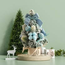 Tuscom 19.68in Pre-Lit Christmas Tree Artificial Green Xmas Tree, LED Warm White Lights, Tips Easy Fluffing Hinged Branches for Home Holiday Decor