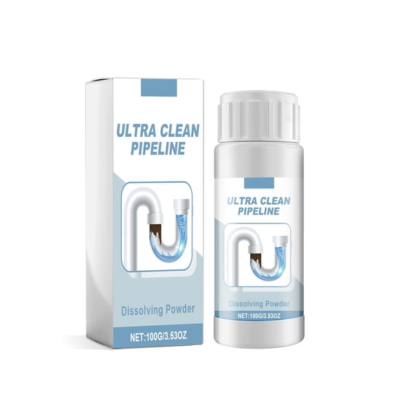 Tuscom 1Pcs 100g Drain Cleaner Powder, Pipe Clog Remover for Toilet Sink Bathtub, Gentle Dissolving Powder with Hot Water Activated Formula for Kitchen Bathroom Drains