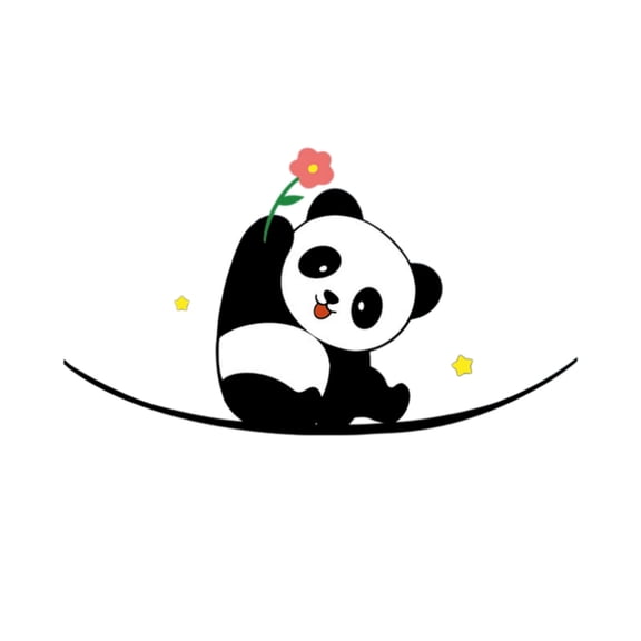 Tuscom 1Pcs Cute Cartoon Panda Static Cling Window Stickers, Reusable Glass Door Decals for Teens Room Nursery, Removable Wall Decoration for Home Kitchen Office Display