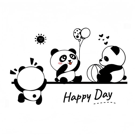 Tuscom 1Pcs Cute Panda Wall Stickers, Removable Peel and Stick Decals for Sliding Glass Door Windows, Panda Adhesive Decor for Kitchen Bedroom Living Room