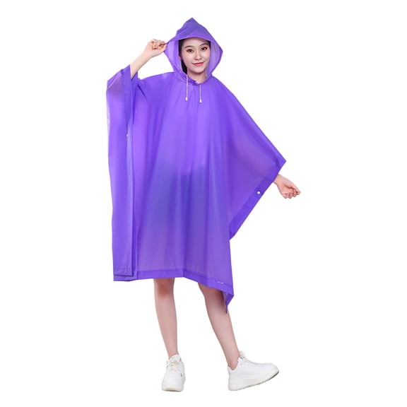 Tuscom 1Pcs Thickened Heavy Duty EVA Rain Poncho for Adults, Reusable Waterproof Hooded Raincoat, Portable Stormproof Rain Jacket for Hiking Camping Outdoor Travel