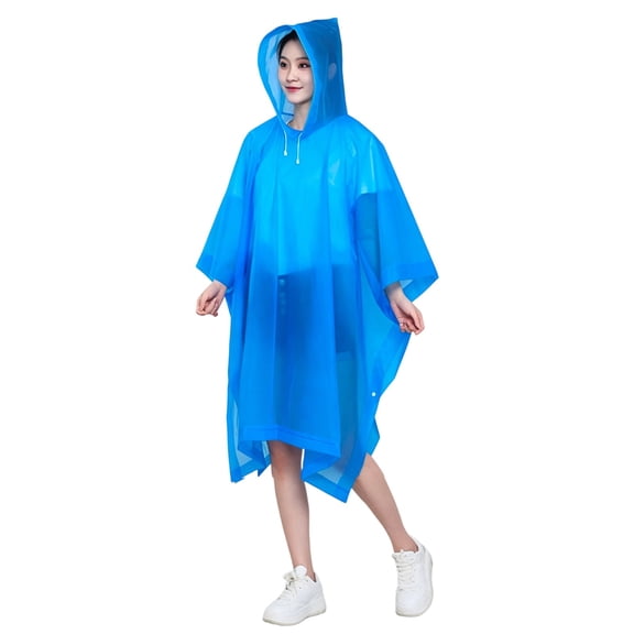 Tuscom 1Pcs Thickened Heavy Duty EVA Rain Poncho for Adults, Reusable Waterproof Hooded Raincoat, Portable Stormproof Rain Jacket for Hiking Camping Outdoor Travel