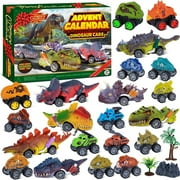 Tuscom 2025 DIY Dinosaur Advent Calendar with 24 Pcs Pull Back Dinosaur Toy Cars Set, Christmas Countdown Calendar with Dino Scenery Map, No Battery Required, Great Gift