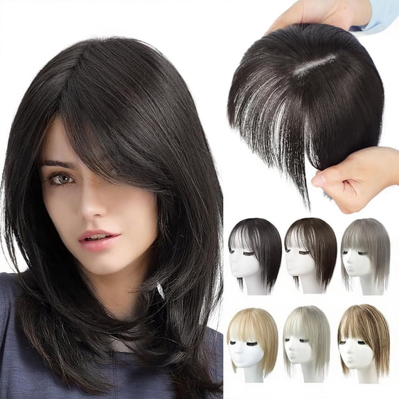Tuscom 2025 Trendy Short Wig with Bangs for Women – Natural Looking Clip-In Hairpiece with Temples, Lightweight & Adjustable, Realistic Hair Extensions for Daily/Parties