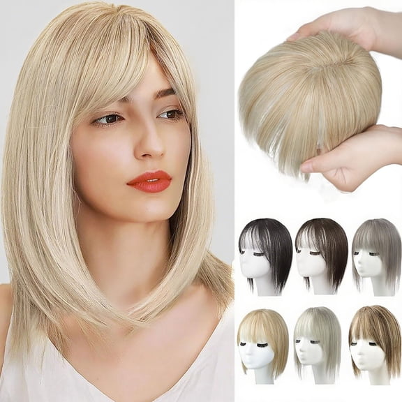 Tuscom 2025 Trendy Short Wig with Bangs for Women – Natural Looking Clip-In Hairpiece with Temples, Lightweight & Adjustable, Realistic Hair Extensions for Daily/Parties