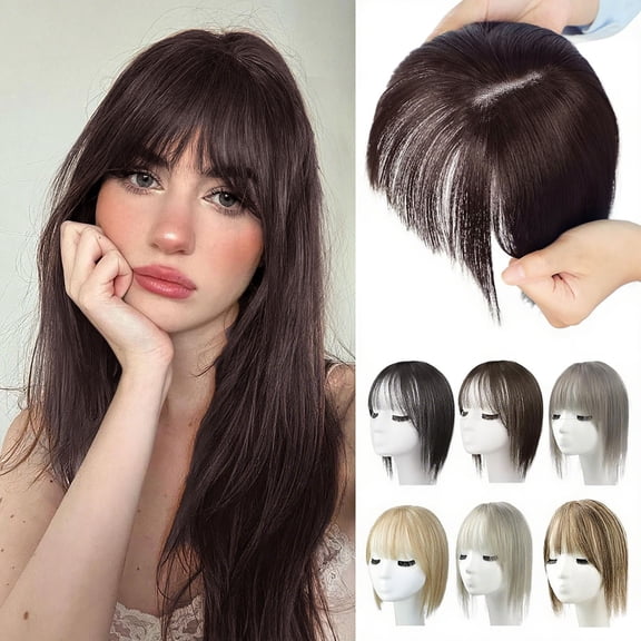 Tuscom 2025 Trendy Short Wig with Bangs for Women – Natural Looking Clip-In Hairpiece with Temples, Lightweight & Adjustable, Realistic Hair Extensions for Daily/Parties