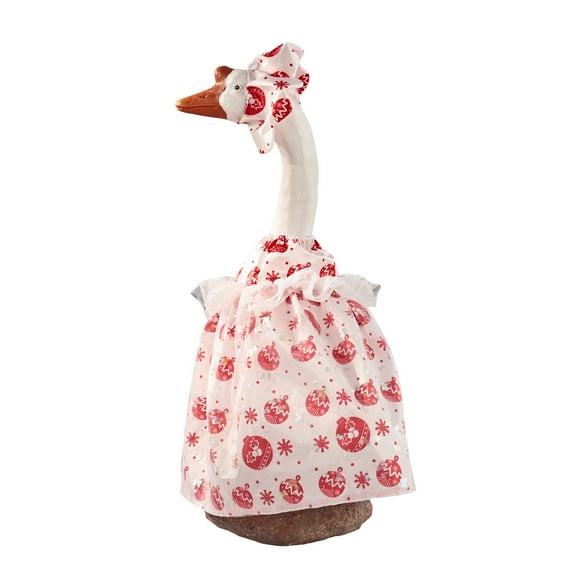Tuscom 23in Christmas Goose Costume for Porch, Large White Holiday Goose Decoration with Windproof Cotton Fabric, Reusable Festive Outfit