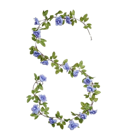 Tuscom 240cm Artificial Rose Vine Garland Blue Faux Hanging Flowers, Plastic Silk Ivy Garland for Outdoor Courtyard Home Garden Party Wedding Decoration