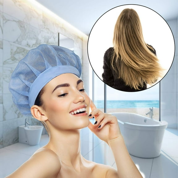 Tuscom 2Pcs Adjustable Hair Drying Bonnet for Curly Hair – Soft Mesh Plopping Cap with Drawstring, Reusable & Breathable for Shower, Sleep, Perm Protection