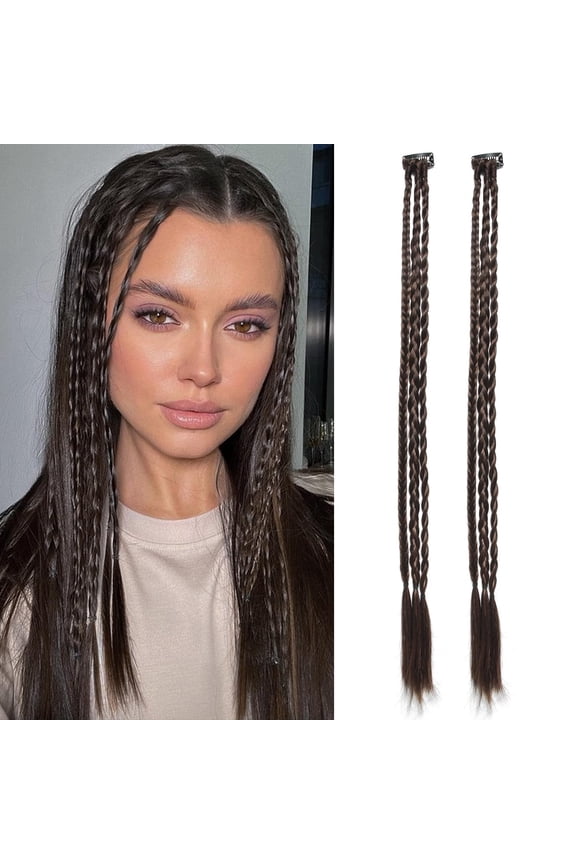 2Pcs Clip-In Braiding Hair Extensions 22 Inches - 6 Synthetic Braids with Hair Clips for Concerts, Parties & Holidays - Soft,