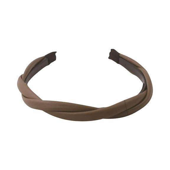 Tuscom 2Pcs Elegant Braided Leather Headband for Women - Non Slip Thin Hair Band, Stretchable Comfort for Daily Wear, Wedding, Party