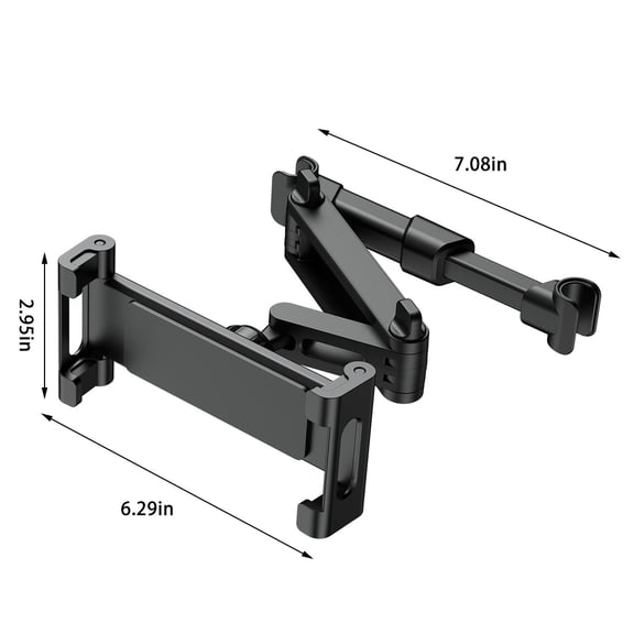 Tuscom 3-in-1 Car Backseat Headrest Mount for Phones and Tablets, Extendable Foldable Adjustable Vehicle Device Holder for Teens and Passengers，Black