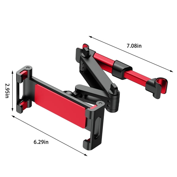 Tuscom 3-in-1 Car Backseat Headrest Mount for Phones and Tablets, Extendable Foldable Adjustable Vehicle Device Holder for Teens and Passengers,Red