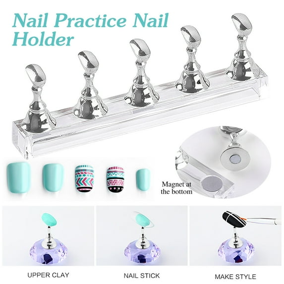 Tuscom 3Pcs Acrylic Nail Display Stand - Portable Nail Practice Stand for Salon, Home & Training - Durable Nail Tip Holder for Beginners & Artists