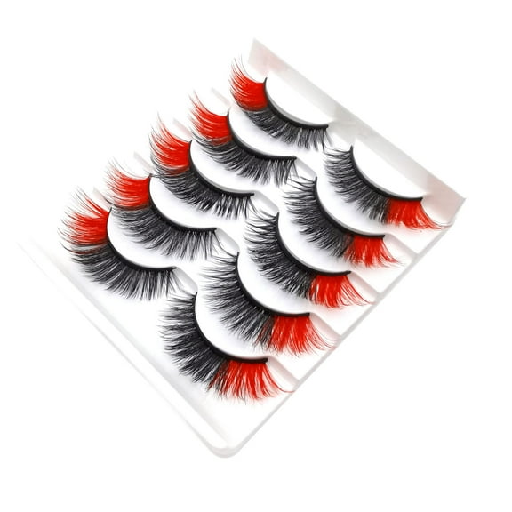 Tuscom 5 Pairs Colorful False Eyelashes 3D Mink Lashes - Vegan Cruelty-Free, Soft & Lightweight for Daily, Party, Stage