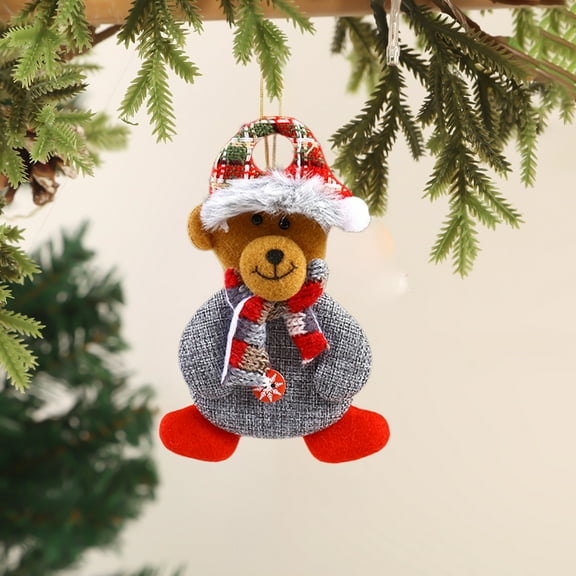 Tuscom 5Pcs Christmas Fabric Ornaments Set of Small Hanging Decorations - Soft Cloth Santa Snowman Reindeer Bear Pendants with String for Christmas Tree Decor, Multicolor Holiday Party Decor and Gift