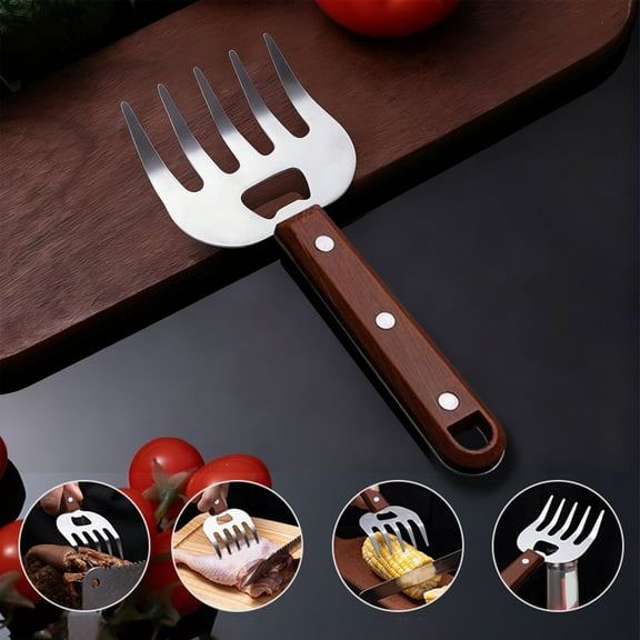 Tuscom 5Pcs Multi-Function Bear Claw Meat Shredder & Tenderizer, 5-Claw Stainless Steel Meat Puller and Separator for BBQ Chicken Beef Pork, Heat-Resistant Kitchen Food Fork with Ergonomic Handle