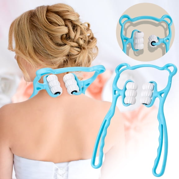 Tuscom 6-Wheel Manual Neck Massager Roller, 360° Rotating Cervical Neck Clamp & Shoulder Massage Tool for Pain Relief, Muscle Relaxation, Improved Circulation