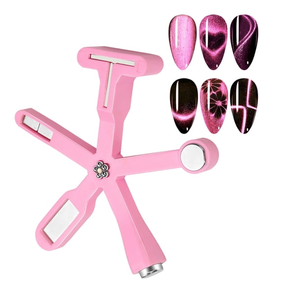 Tuscom 6-in-1 Magnetic Cat Eye Nail Art Tool with 5 Heads – Strong Gel Polish Magnet for 3D Nail Designs, Portable Handheld Salon & Home Manicure Kit