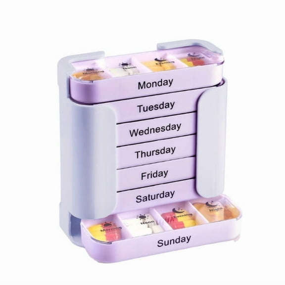 Tuscom 7-Day Organizer with 28 Compartments, 4 Times a Day Large Capacity Weekly Box, BPA-Free Plastic Portable Travel Storage Container for Pills, Vitamins, and Supplements