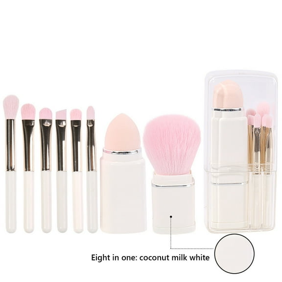 Tuscom 8-Piece Retractable Travel Makeup Brush Set - Portable Mini Blush & Eye Brush Kit for On-The-Go or Home Use