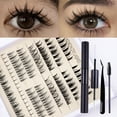 thumbnail image 1 of Tuscom 8 Rows Mixed False Eyelashes – Natural Cluster Extensions, Feather-Light & Invisible Clear Band for Everyday, Party, Korean Manga Look, 1 of 9