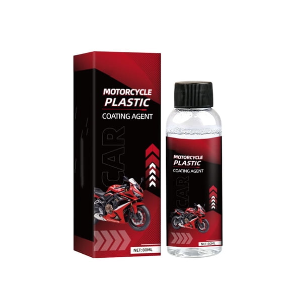 Tuscom 80ml Motorcycle Plastic Restorer Trim Coating Agent UV Protection for Faded Fairing Bumper Exterior Auto Plastic