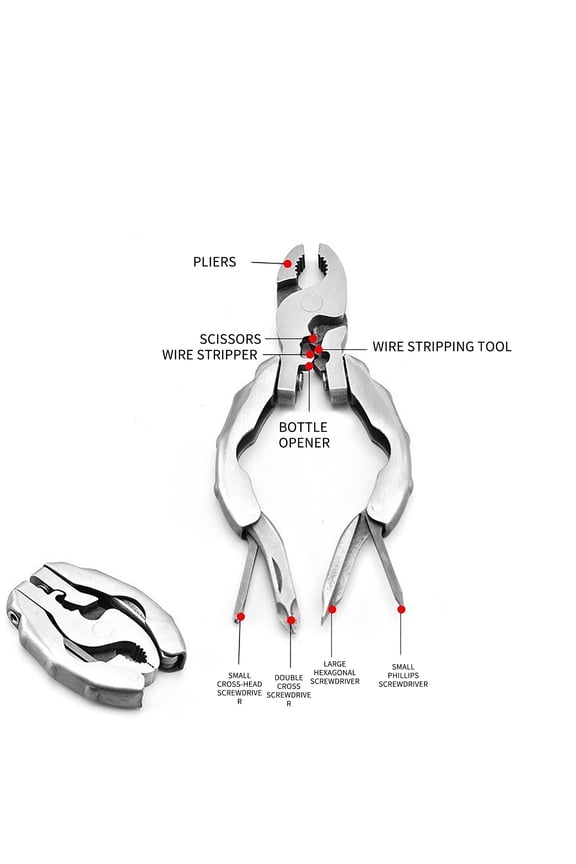 9-in-1 Mini Multi Tool Pliers Folding Pocket Pal Camping Gear EDC Keychain Screwdriver Bottle Opener Wire Cutter Portable Hand Tool