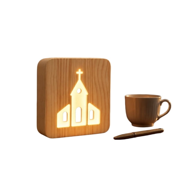 Tuscom Acrylic Religious Night Light, Wood Base LED Lamp with Remote Control, 16 Color Changing Cross Jesus Dove Christian Gift for Bedroom Baptism Communion Easter Prayer Decor